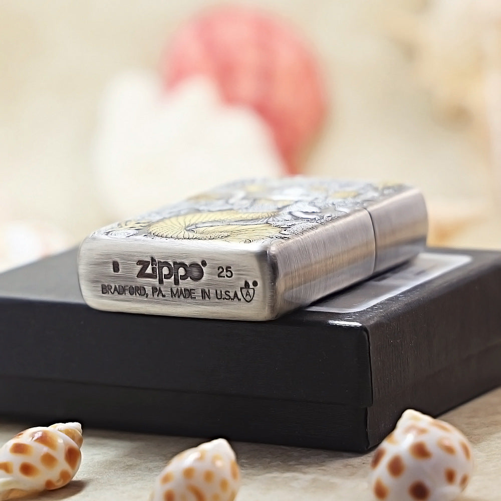 Zippo Two-Tone Gold Mermaid Dual-Tail 162-DS281