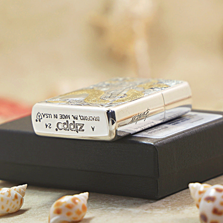 Zippo Dual-Tone Carved Geisha & Snake Woman 168-DS301
