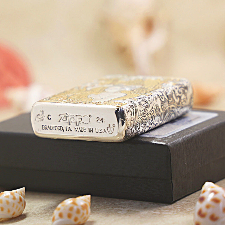 Zippo Armor Engraved Geisha & Japanese Samurai 162-DS296