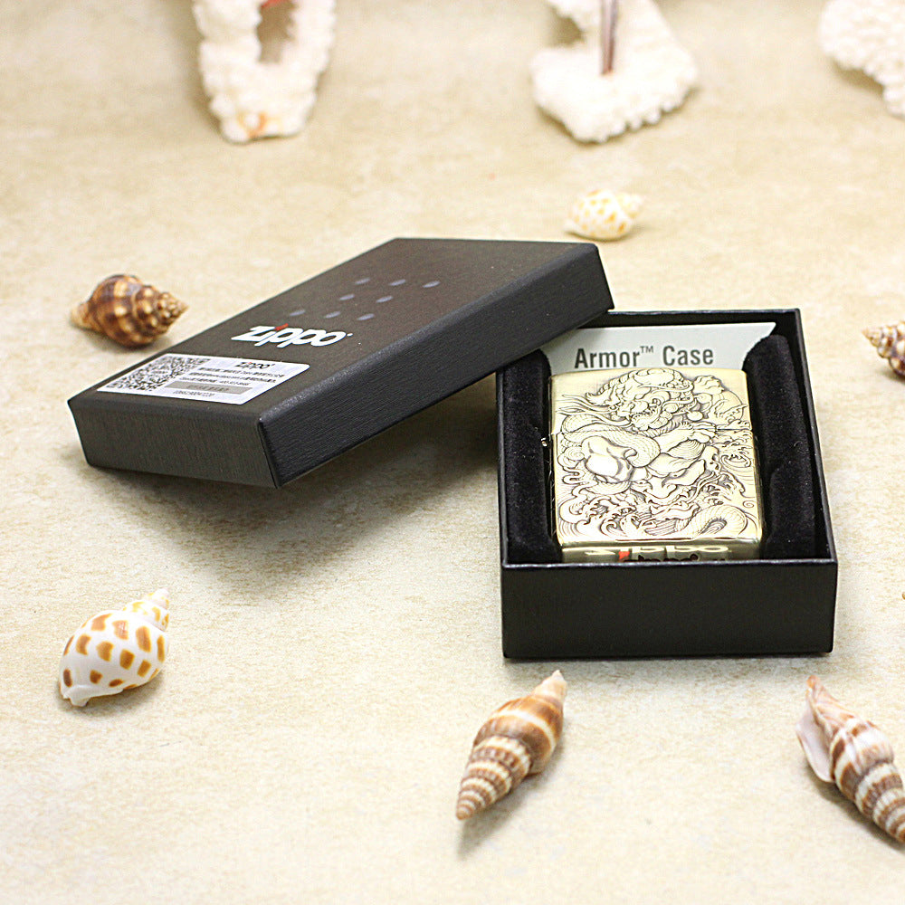 Zippo Vintage Bronze Intricate Engraved Mythical Tang Lion and Demon 3d-embossed - CC145