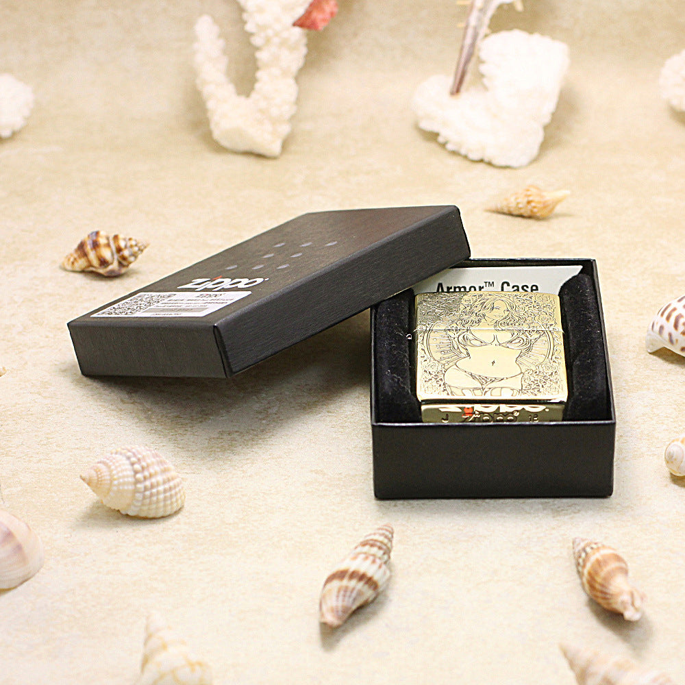 Zippo Vintage Bronze Intricate Engraved Skull Pin-Up Maiden Character Collection - CC153