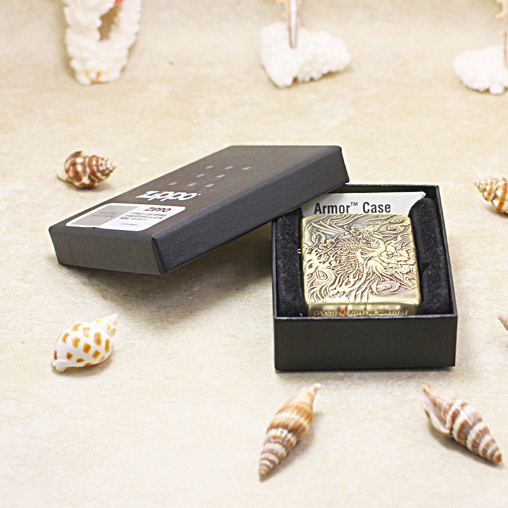 Zippo Vintage Bronze Complete Chiseled Phoenix and Peony 3d-embossed - CC113