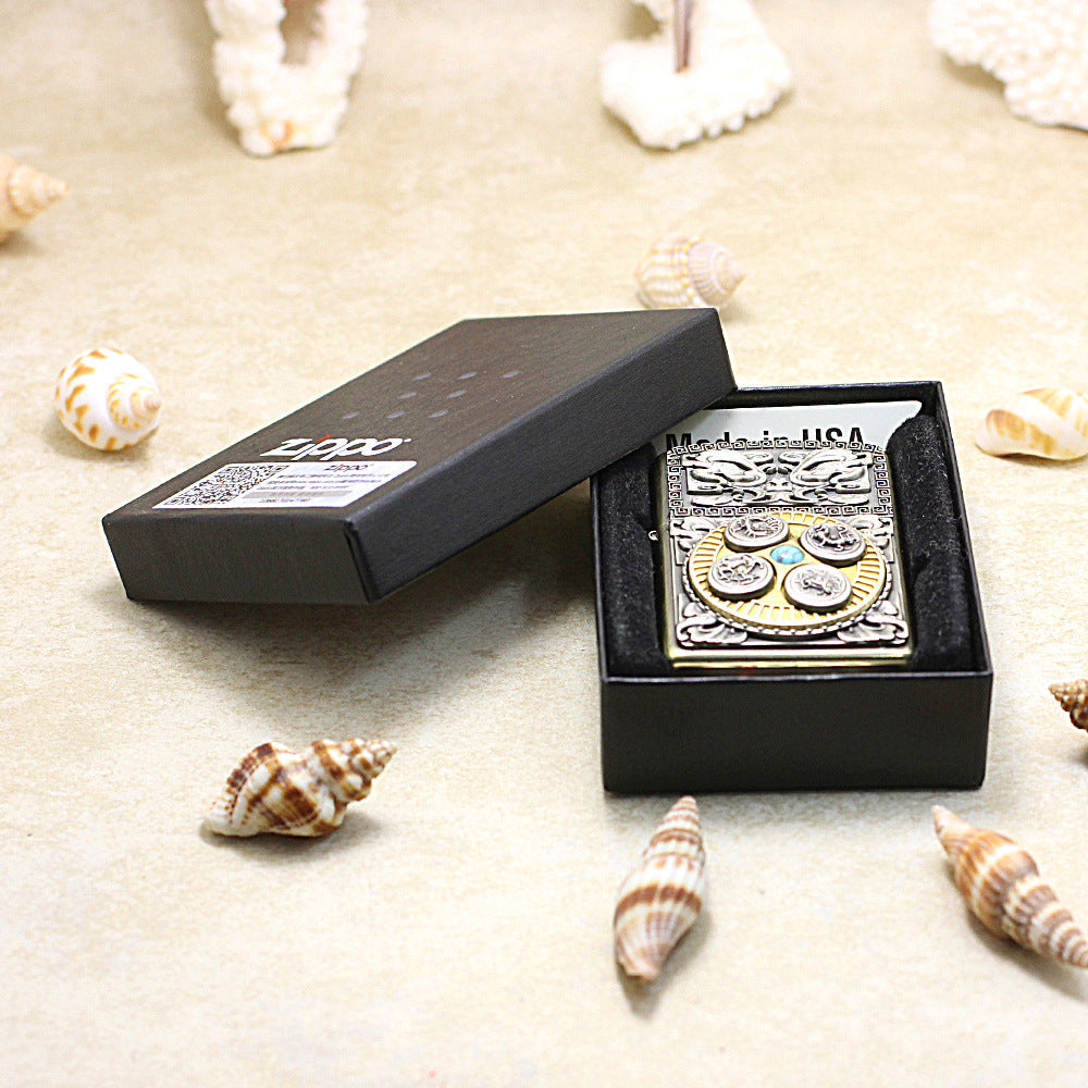 Zippo Vintage Dual Finish 'Celestial Guardians Compass' - DS156