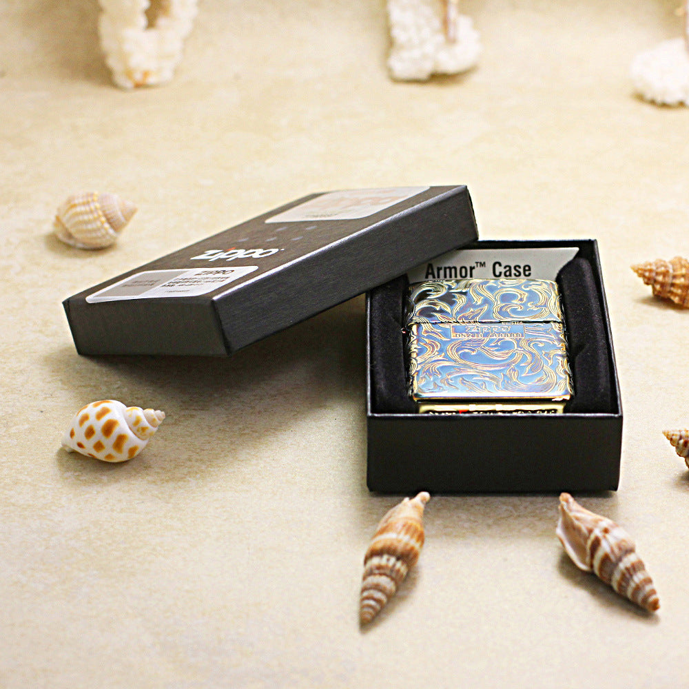 Zippo Vintage Gold Botanical Pattern (Five-Sided Engraving Series) - JP01
