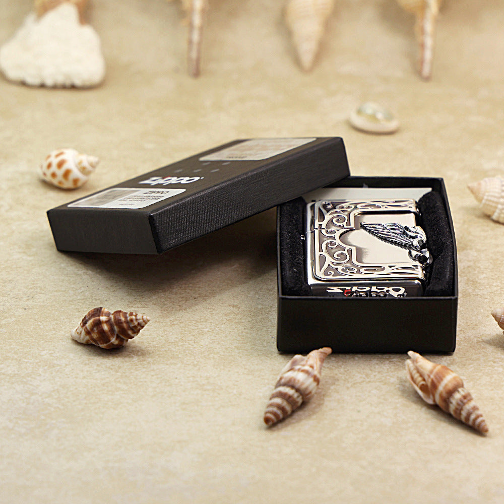 Zippo Vintage Argent Solid Metal Side Wing Medallion - JP62