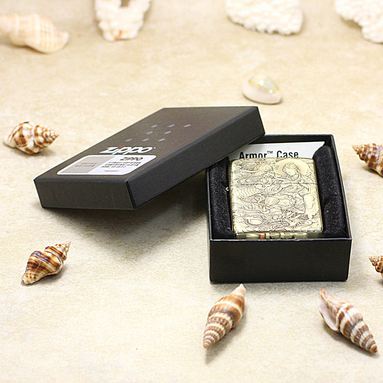Zippo Heavy-duty Vintage Bronze Intricate Engraved Protector Shakyamuni and Serpent - CC137