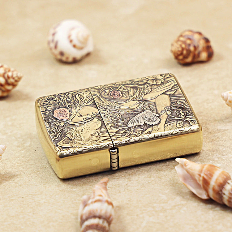 Zippo Heavy-duty Vintage Bronze Wolf and Forest Nymph - CC77