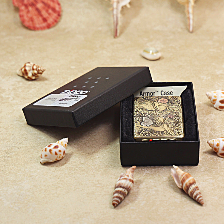 Zippo Heavy-duty Vintage Bronze Wolf and Forest Nymph - CC77