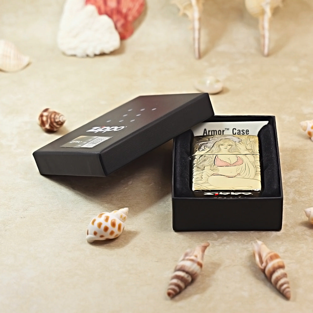 Zippo Heavy-duty Premium Shine Bronze Beach Beauty - CC47