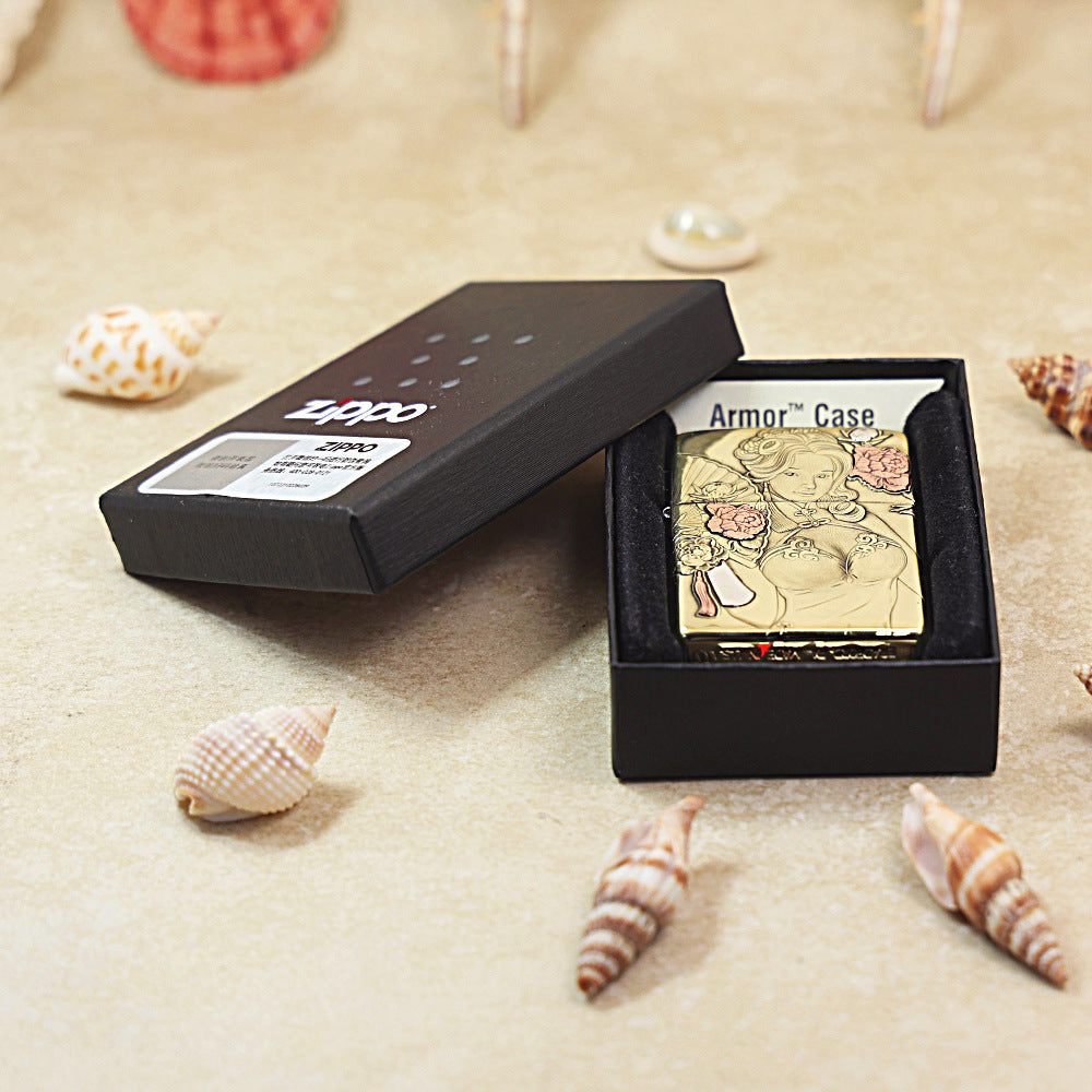 Zippo Heavy-duty Premium Shine Bronze 'Cheongsam Peony' - CC27