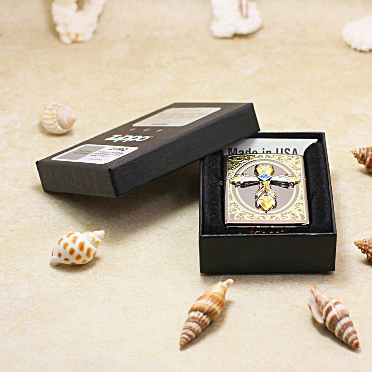 Zippo Crown Crucifix Obsidian Ice - KR04