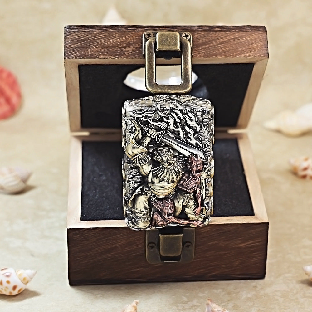 Zippo Solid 3d-embossed Embellished Zhong Kui Demon Slayer - CM03