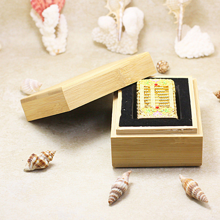 Zippo Solid 3d-embossed Gold Abacus and Lotus Filigree Slim Case Bundle - CM52