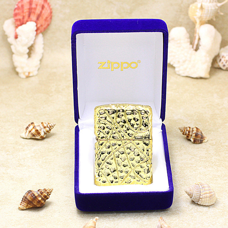Zippo Solid 3d-embossed Gold Warrior Heavy-duty Case Bundle - CM40