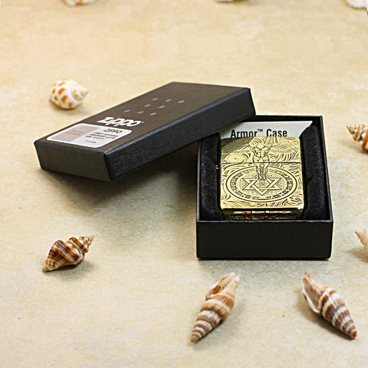 Zippo Premium Shine Bronze Chiseled Angelic Warrior Seal of Solomon - CC160