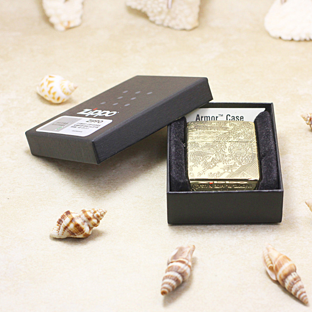 Zippo Premium Shine Bronze Complete Chiseled Qingming Festival Scroll - CC119