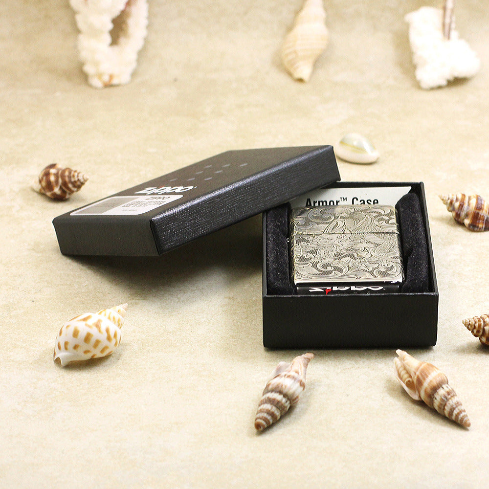 Zippo Premium Shine Steel Intricate Engraved Serpent and Complete Arabesque - SC26