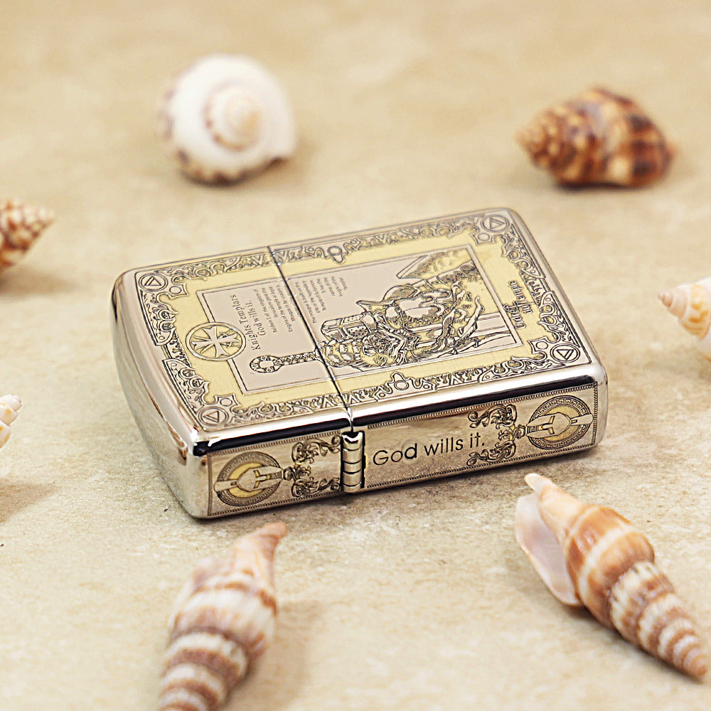 Zippo Argent Intricate Engraved Knights Templar Declaration - SC09