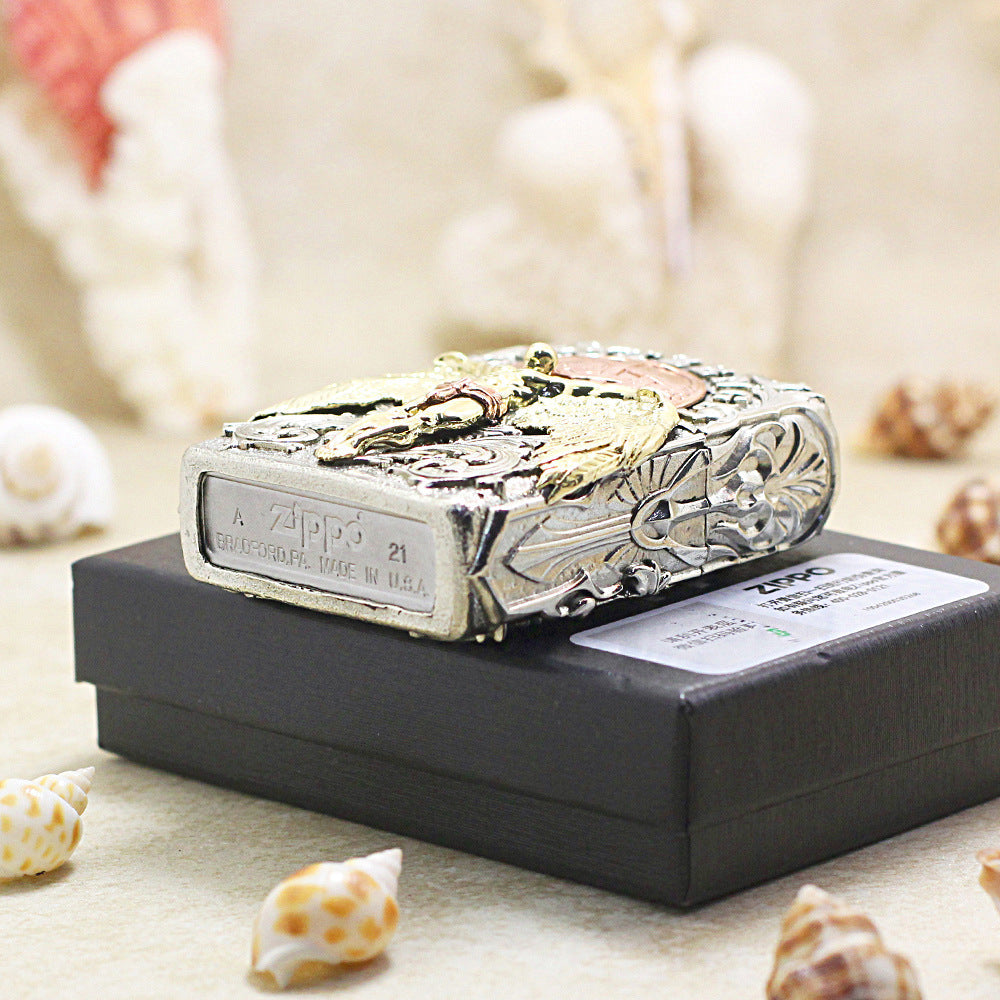 Zippo Vintage Argent Case Protector Angel Schutzengel Case - CM96