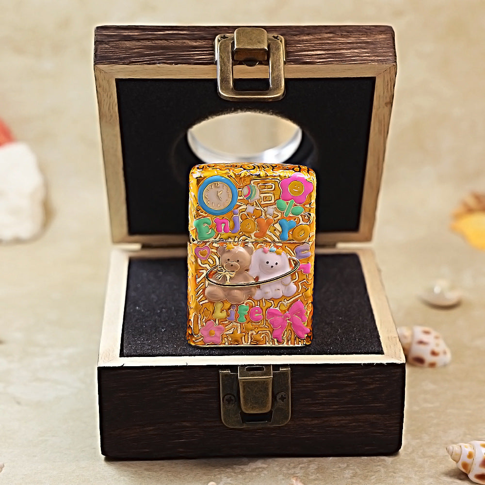 Zippo Gold-Layered Case Case Enjoy Life Bear - CM71