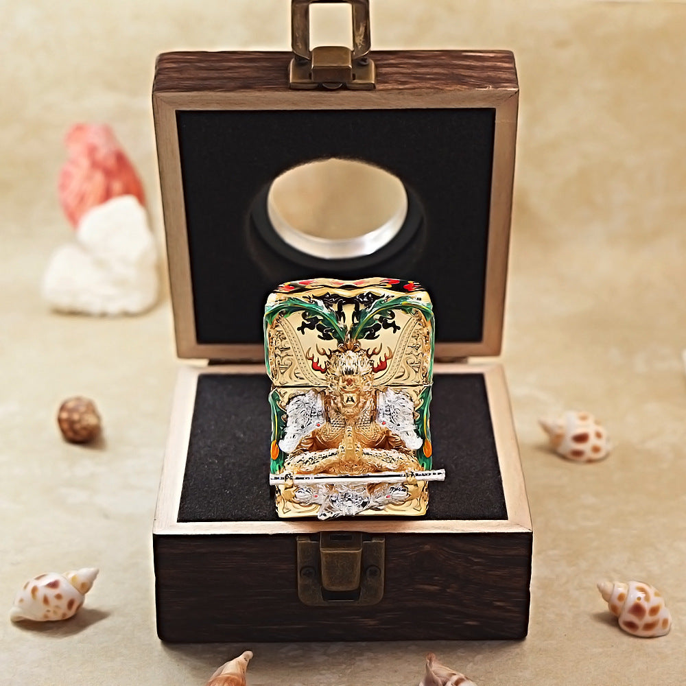 Zippo Premium-Shine Gold Luminous Sun Wukong Fighting Shakyamuni Case Case - CM86