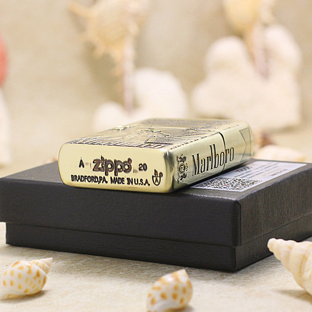 Zippo Marlboro Five-Star Cowboy Lighter, 3D Engraved Limited Edition - MC34