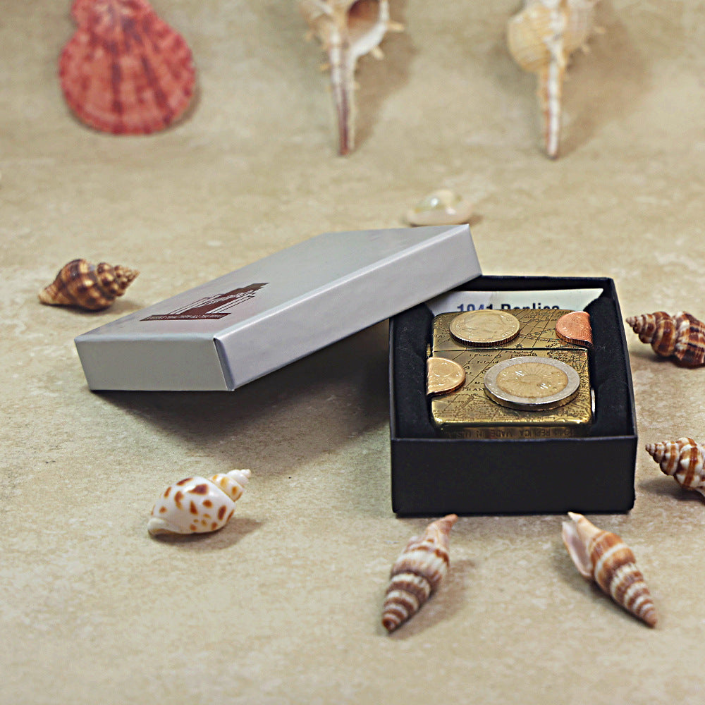 Zippo Replica Vintage Bronze Global Coin Navigator Flame - DS180