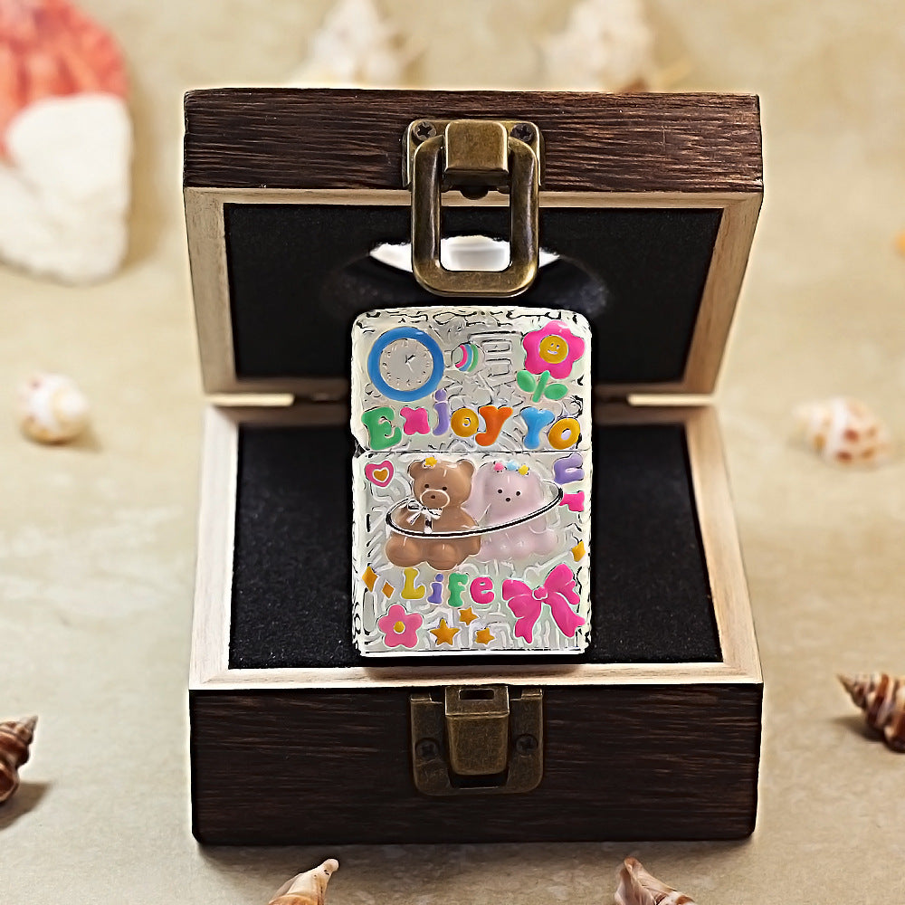 Zippo Argent-Layered Case Case Enjoy Life Bear - CM72