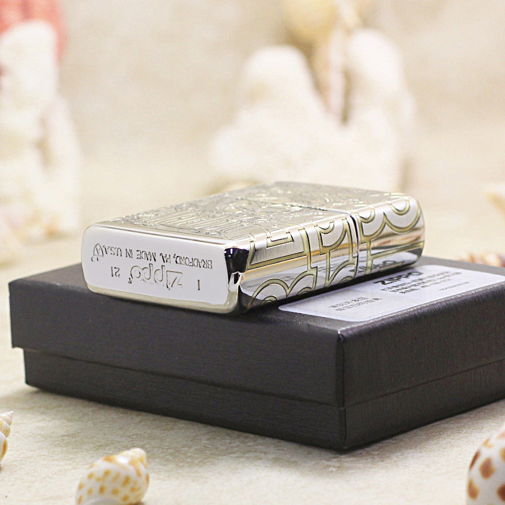 Zippo Silver Mirror Finish Marlboro Ram Leader Lighter - MC06