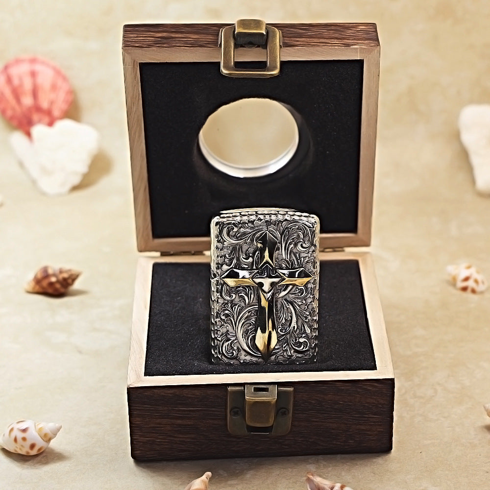 Zippo Argent Vintage Glory Crucifix Case Case - CM65