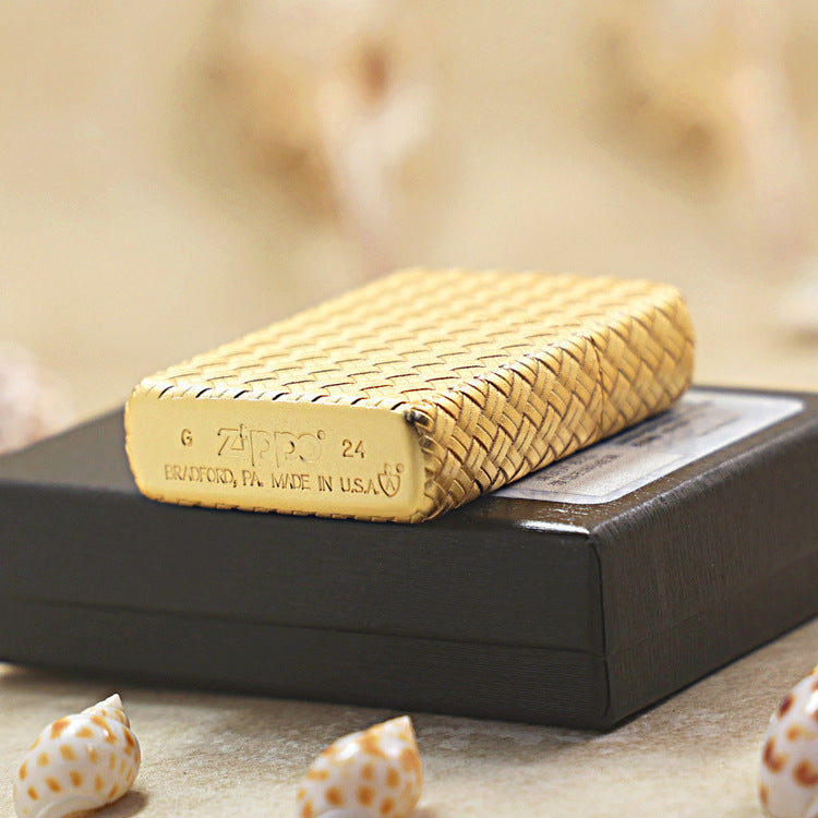 Zippo Heavy-duty Crucifix Weave Sand Gold Finish - 162-DS45