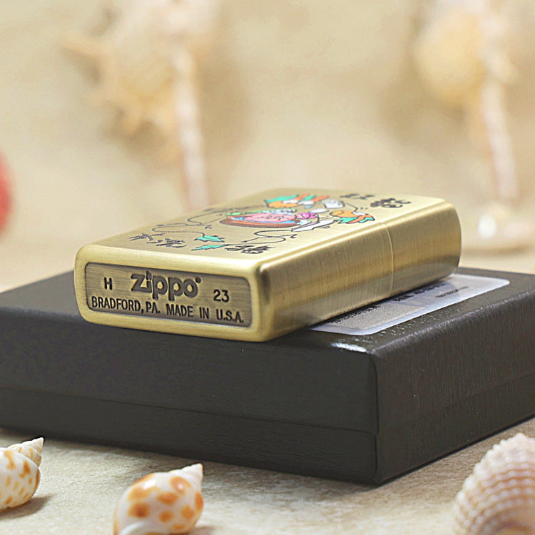 Zippo Textured Smoked Bronze 'Two Dragons Washing a Pig' - DS130