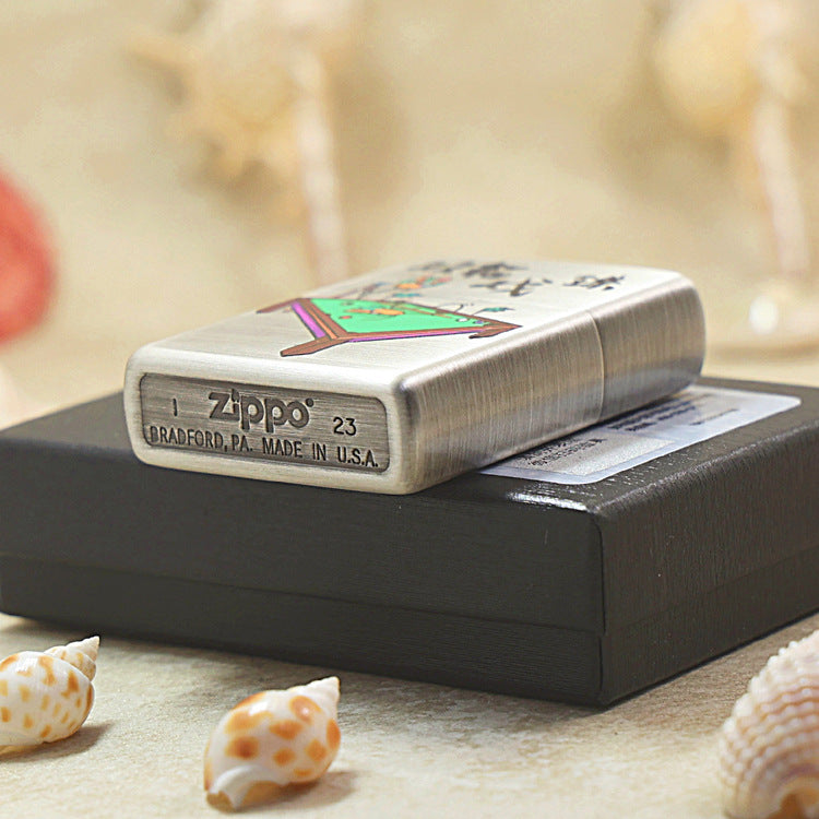 Zippo Textured Smoked Steel 'Two Dragons Playing Billiard' - DS129