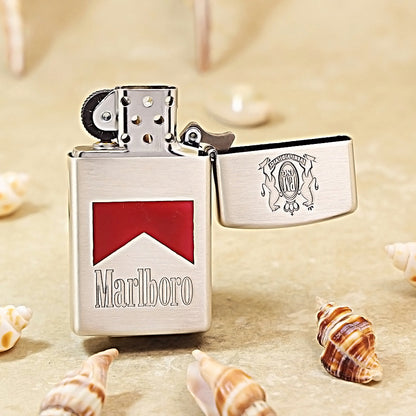Antique Silver Marlboro Slim Lighter – Double-Sided Edition - MC01