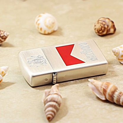 Antique Silver Marlboro Slim Lighter – Double-Sided Edition - MC01