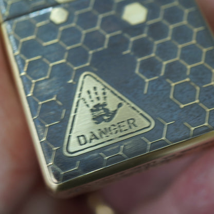 Zippo Vintage Bronze Intricate Engraved Honeycomb Half Skull - CC155