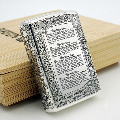 Zippo Armor Sterling Silver Lighter – 3D Deep Engraved "Four Horsemen of the Apocalypse" Limited Edition