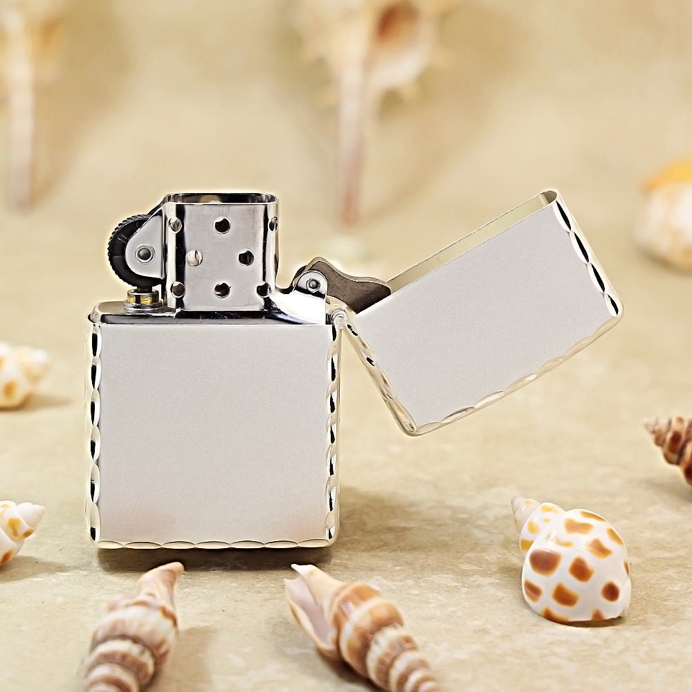 Zippo Silver-Plated with Rose & Compass Engraving and Cross Emblem DS191