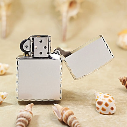 Zippo Silver-Plated with Rose & Compass Engraving and Cross Emblem DS191