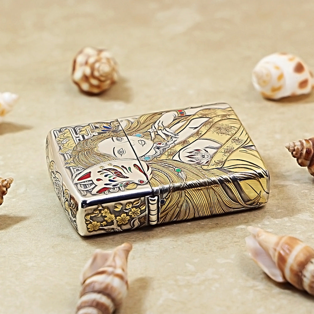 Zippo Silver-Plated-5-Side Engraved Nine-Tailed Fox 162-DS257