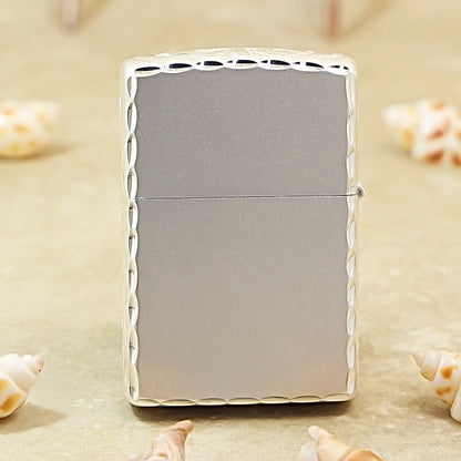 Zippo Silver-Plated with Rose & Compass Engraving and Cross Emblem DS191