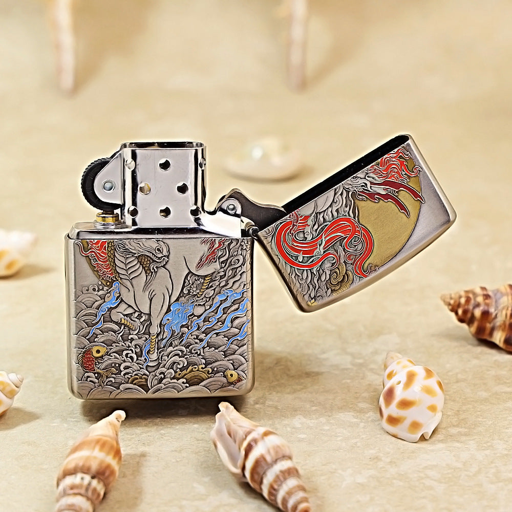 Zippo 3D Embossed Warhorse & Swirling Waves 162-DS267