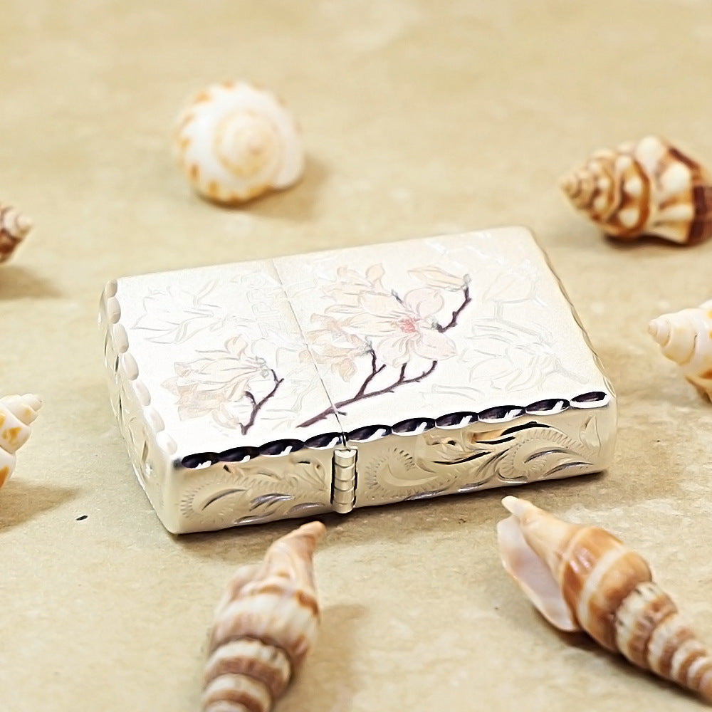 Zippo Silver-Plated Double-Sided Magnolia Embossing 205-DS221