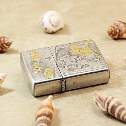 Zippo Two-Tone Smoked Silver Engraved Tom & Jerry 162-DS268
