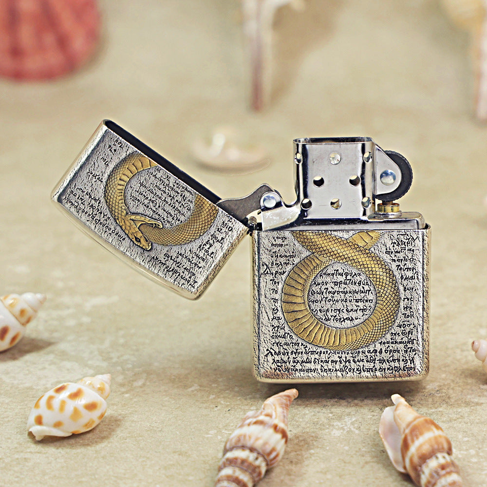 Zippo Silver-Plated Ancient Greek Ouroboros Snake 162-DS289