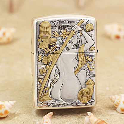 Zippo Dual-Tone Carved Geisha & Snake Woman 168-DS301