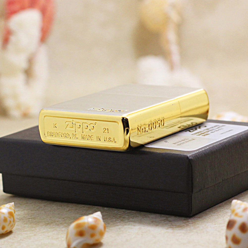 Zippo 3-Side Gold Plating Custom Serial Number 205-DS182
