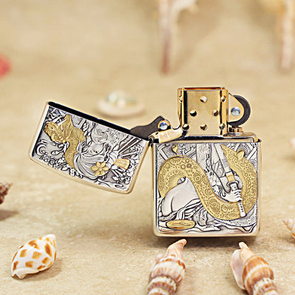 Zippo Dual-Tone Carved Geisha & Snake Woman 168-DS301