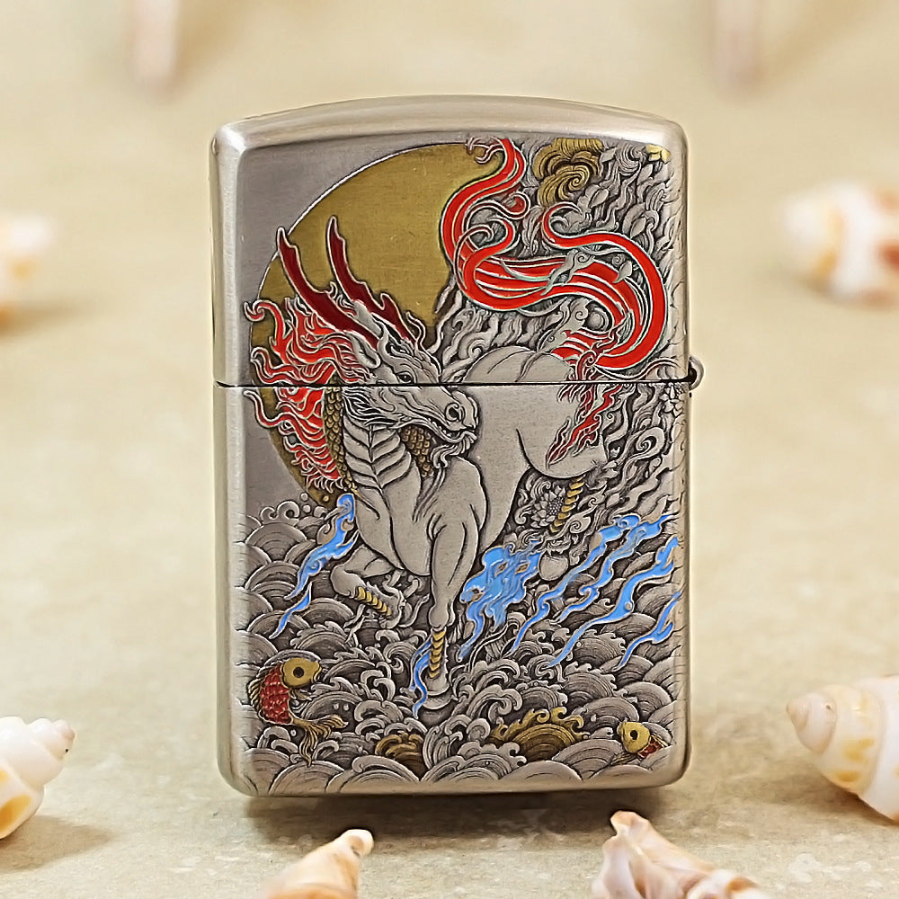 Zippo 3D Embossed Warhorse & Swirling Waves 162-DS267