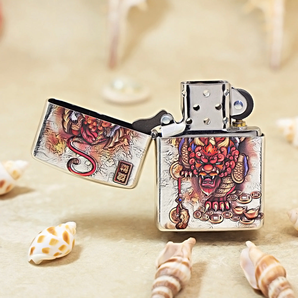 Zippo Armor Silver-Plated 3D Relief Pixiu Money-Attracting 162-DS299